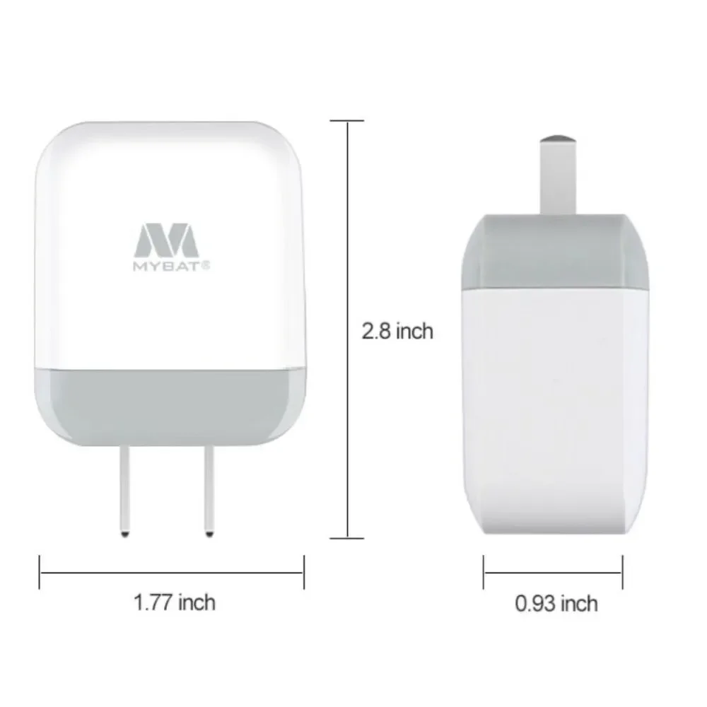 MyBat Dual USB Travel Charger Adapter(2.1A) - White NWT